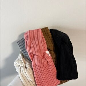 Rib-Knit Twist Headband Sweater Accessory - Pink, Black, Brown, Gray, Cream
